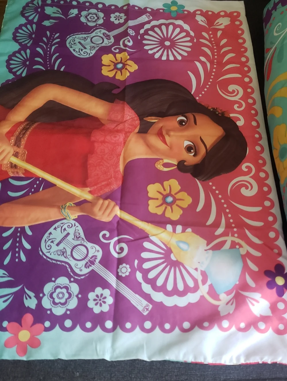 Disney Elena of Avalor Hot Pink and Turquoise Floral Throw